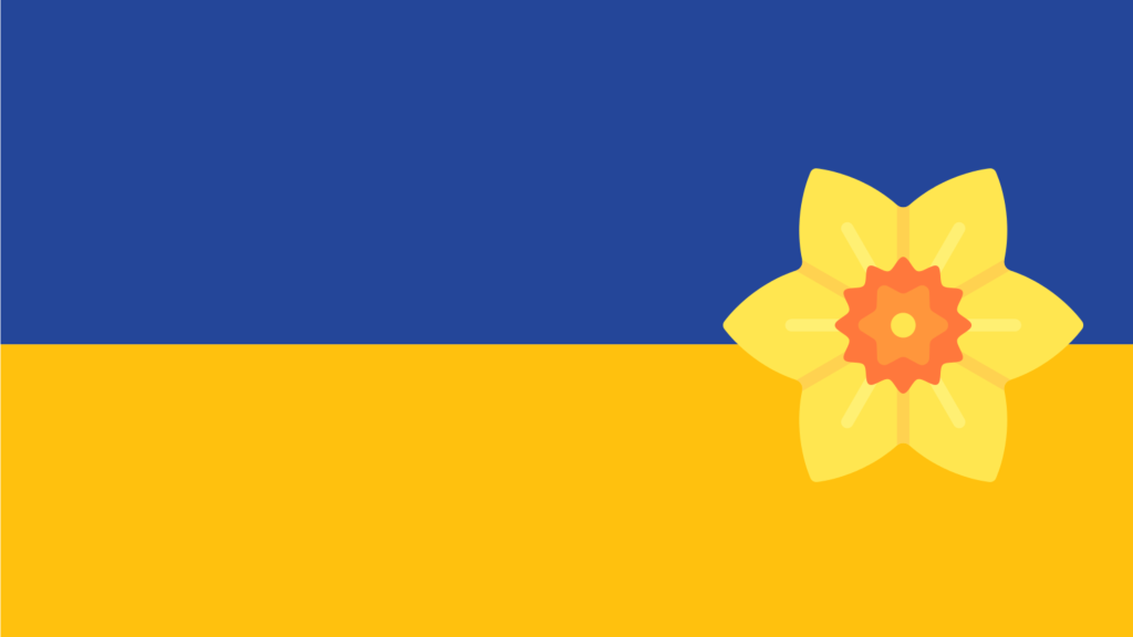Ukraine colours with daffodil