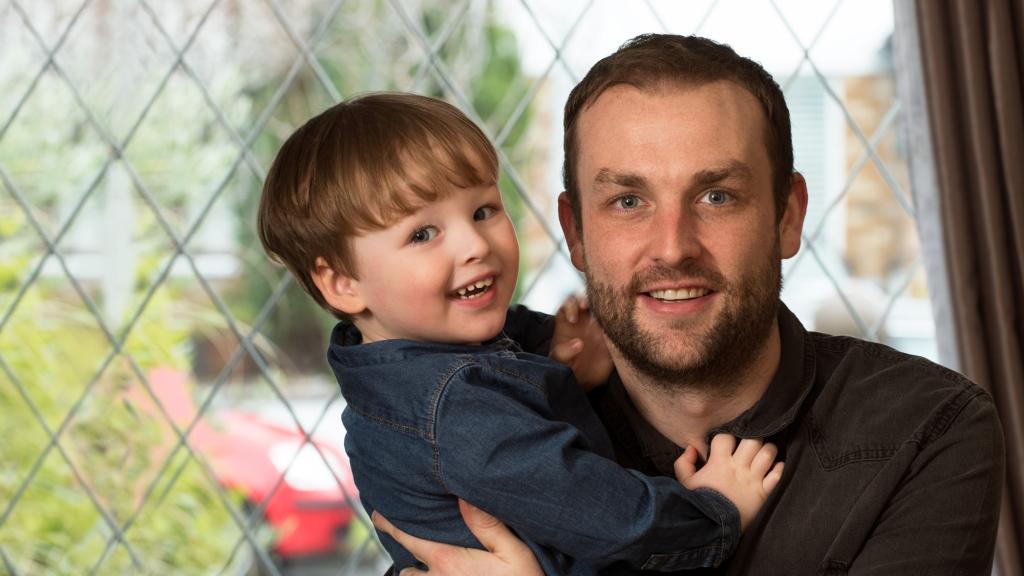 Cancer survivor Chris Latham and son Jack