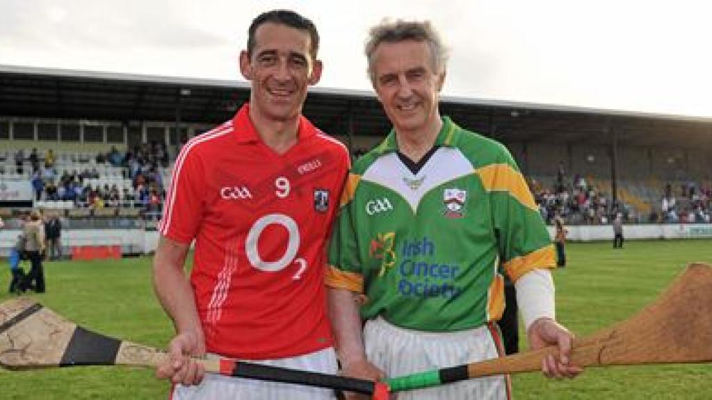 Davy Russell and Jim Bolger at the Hurling for Cancer Research match in aid of Irish Cancer Society Research