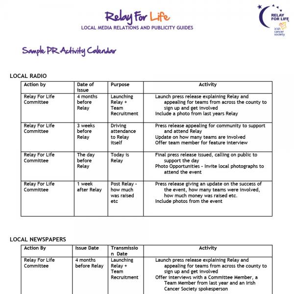 Resources for your Relay For Life event Irish Cancer Society